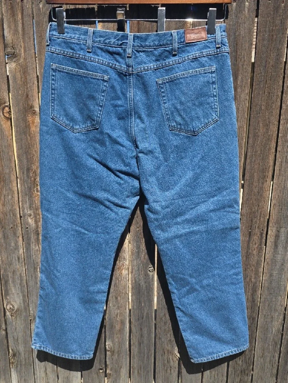 Vintage L.L. Bean 40x29 Classic 100% Cotton Blue Straight Jeans Flannel Lining